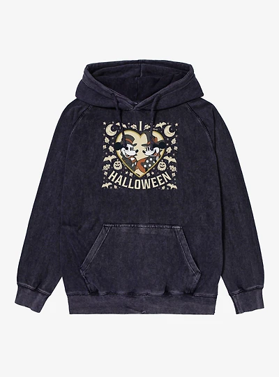 Disney Mickey Mouse I Heart Halloween And Minnie Mineral Wash Hoodie
