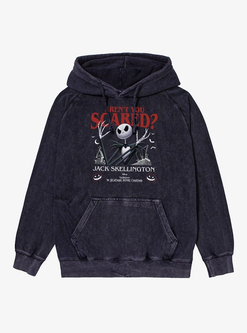 Disney Nightmare Before Christmas Are You Scared Jack Skellington Mineral Wash Hoodie