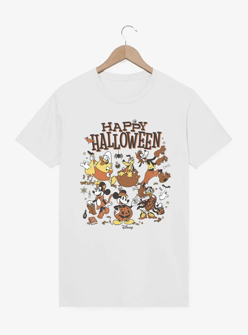 Disney Mickey Mouse Happy Halloween Group Costumes Candy And Spiders T-Shirt