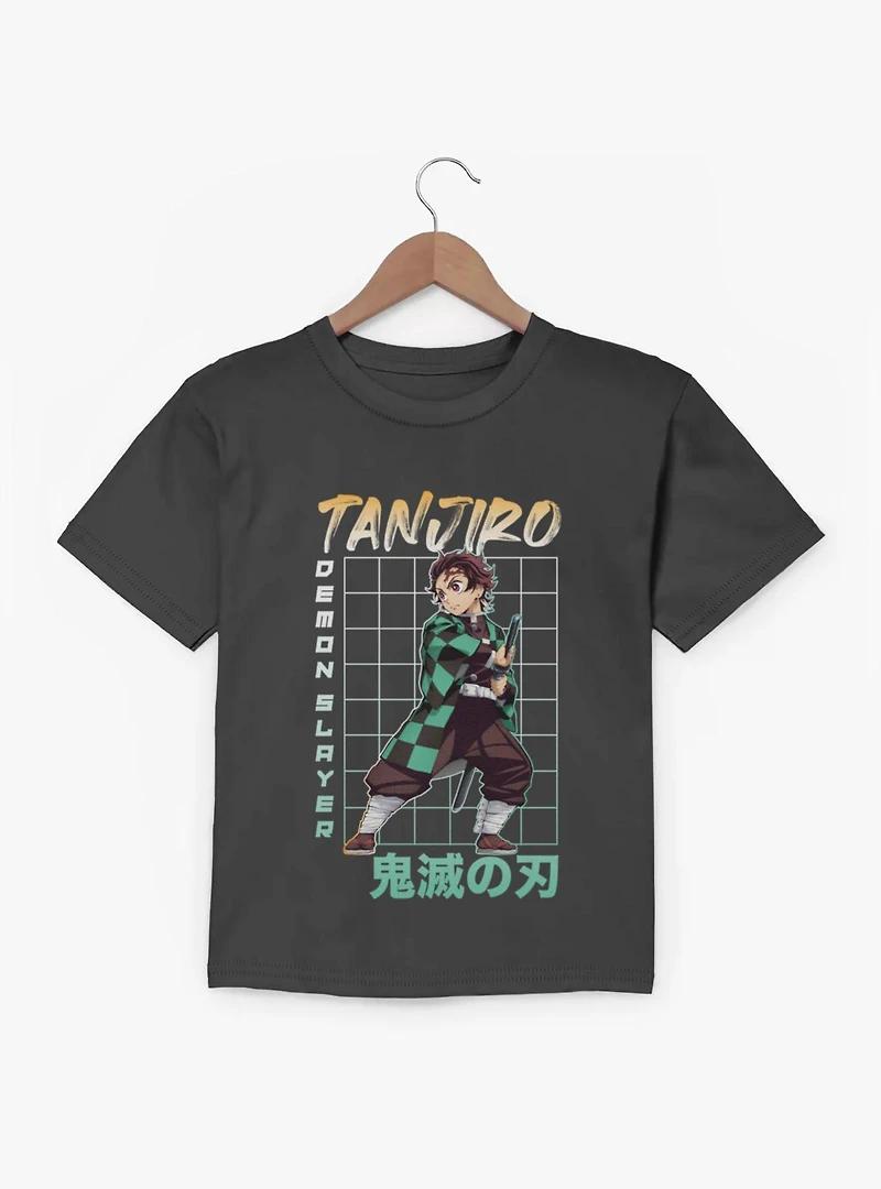 Demon Slayer Kimetsu No Yaiba Tanjiro Ready Stance Grid Youth T-Shirt