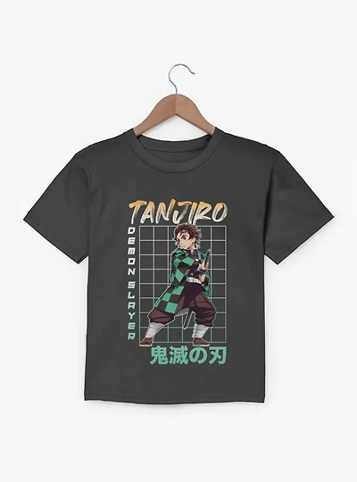 Demon Slayer Kimetsu No Yaiba Tanjiro Ready Stance Grid Youth T-Shirt