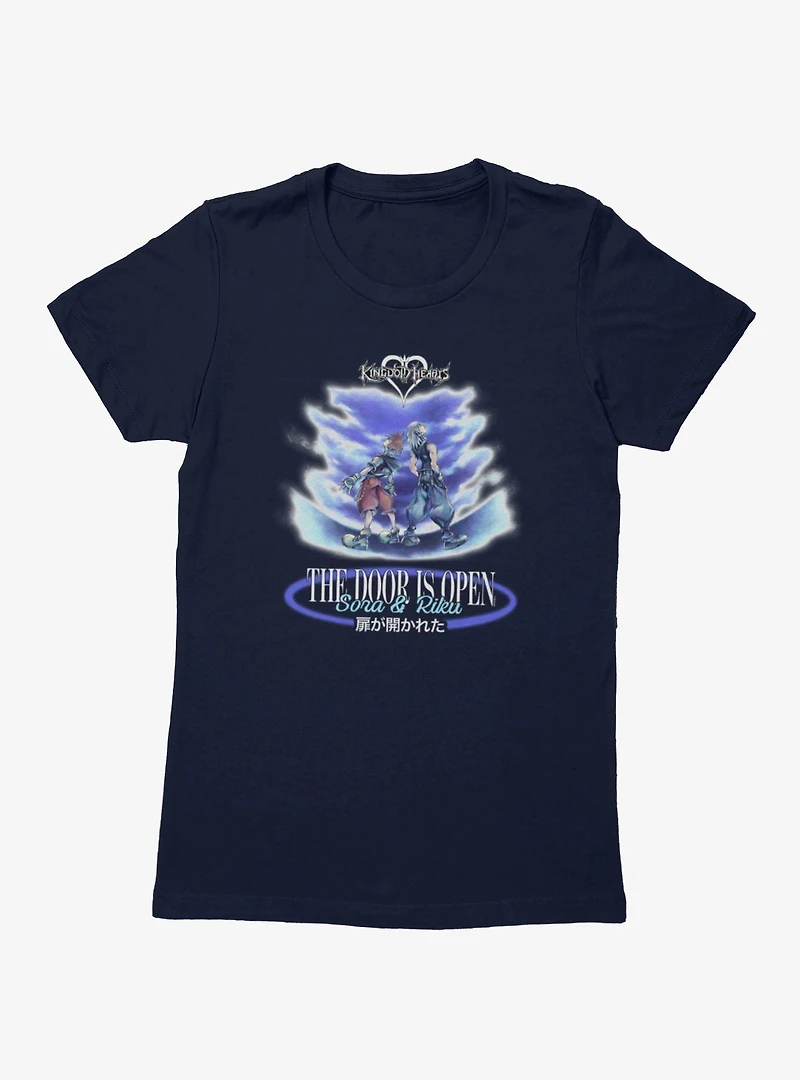 Disney Kingdom Hearts Door Is Open Sora Riku Womens T-Shirt