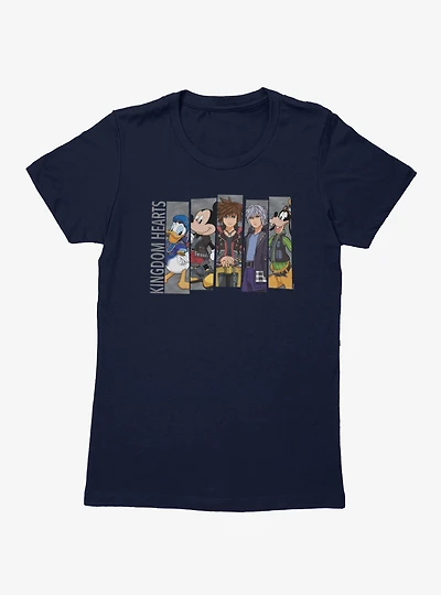 Disney Kingdom Hearts Heroes Line Up Panel Sora Donald Goofy Mickey Riku Womens T-Shirt