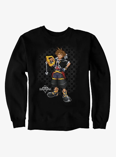 Disney Kingdom Hearts Smiling Sora On Checkered Sweatshirt