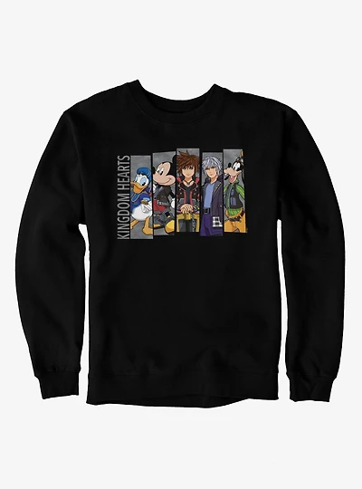 Disney Kingdom Hearts Heroes Line Up Panel Sora Donald Goofy Mickey Riku Sweatshirt