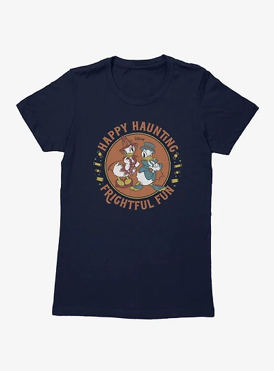 Disney Mickey Mouse Happy Haunting Frightful Fun Donald Daisy Costumes Womens T-Shirt
