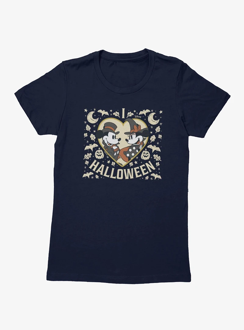 Disney Mickey Mouse I Heart Halloween And Minnie Womens T-Shirt