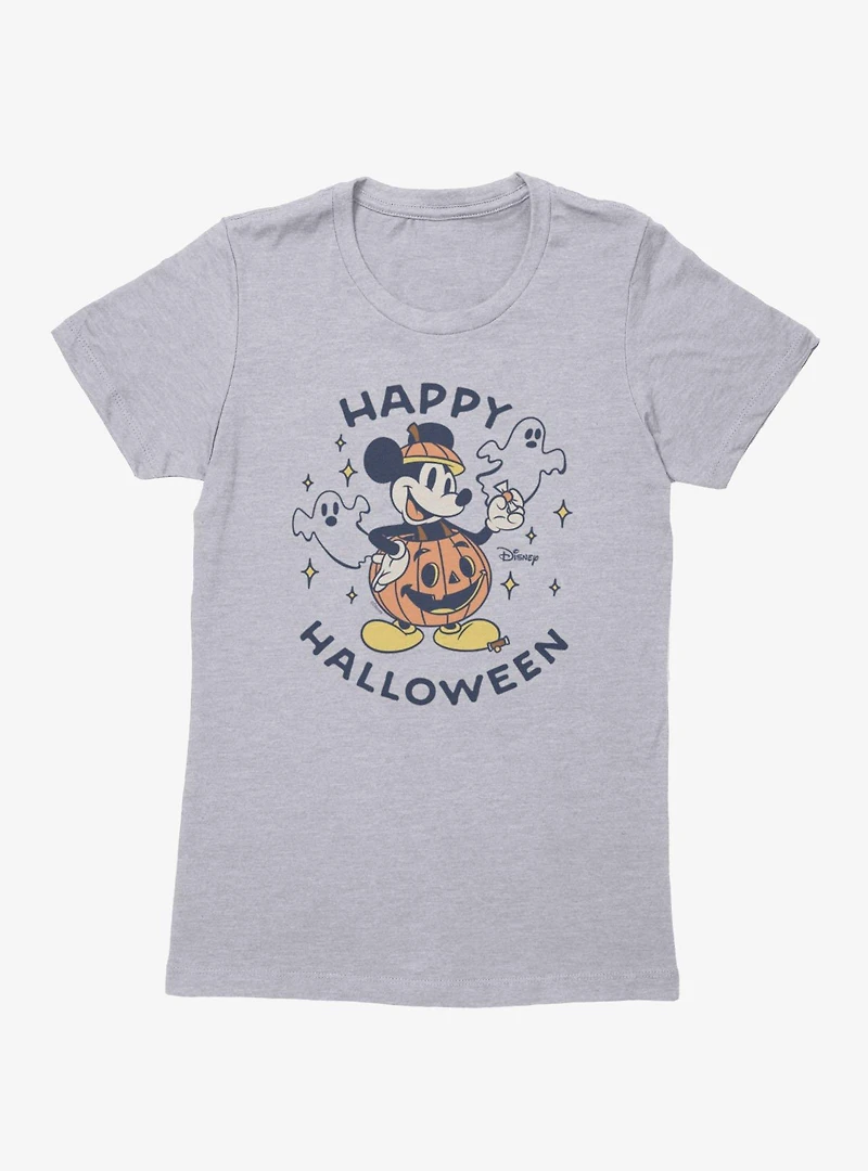 Disney Mickey Mouse Happy Halloween Pumpkin Womens T-Shirt