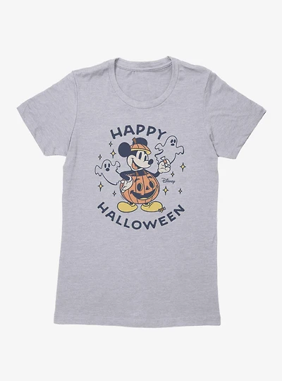 Disney Mickey Mouse Happy Halloween Pumpkin Womens T-Shirt