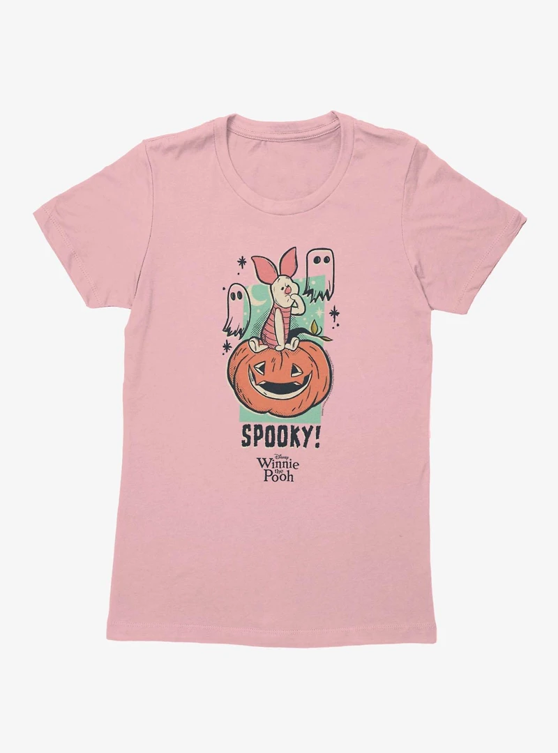 Disney Winnie The Pooh Spooky Pigglet On A Cute Pumpkin Womens T-Shirt