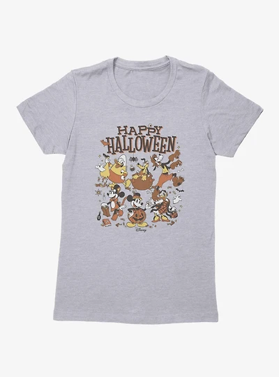 Disney Mickey Mouse Happy Halloween Group Costumes Candy And Spiders Womens T-Shirt