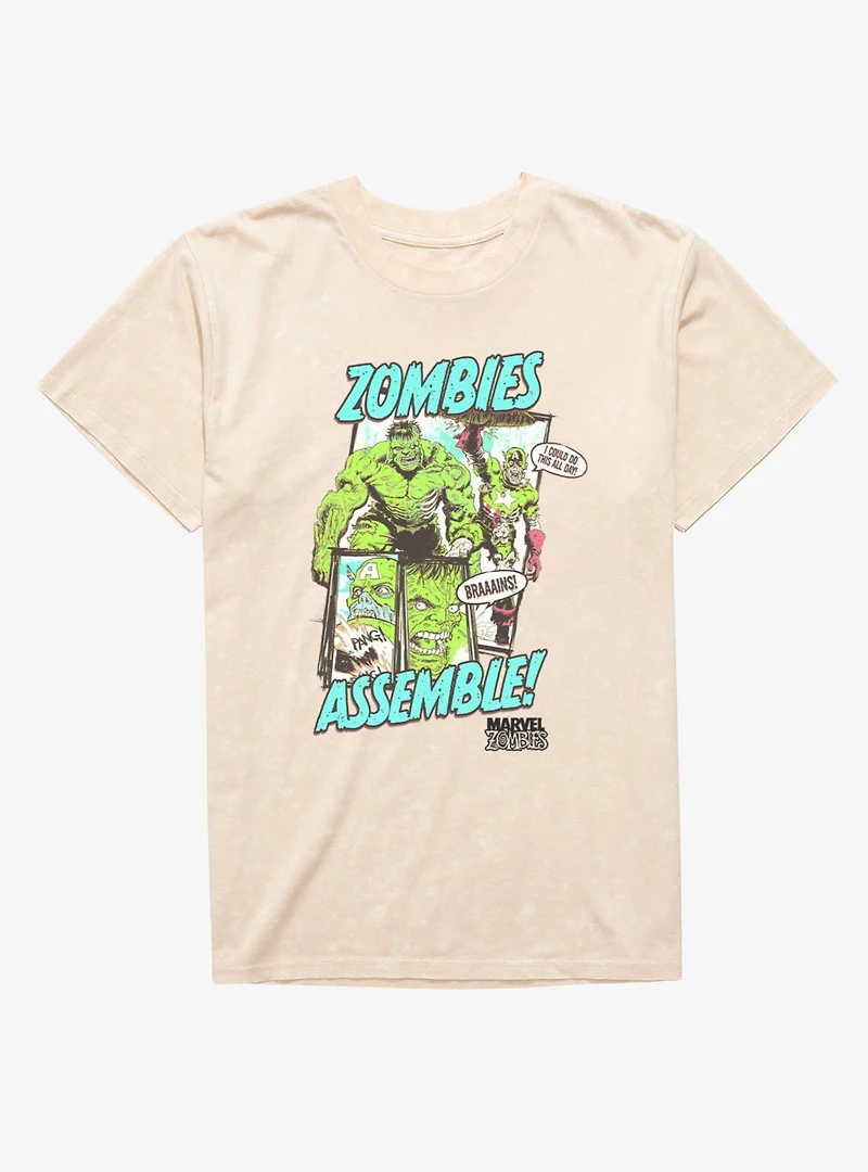 Marvel Zombies Assemble Hulk Captain America Mineral Wash T-Shirt