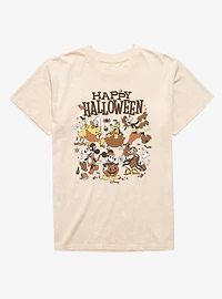 Disney Mickey Mouse Happy Halloween Group Costumes Candy And Spiders Mineral Wash T-Shirt