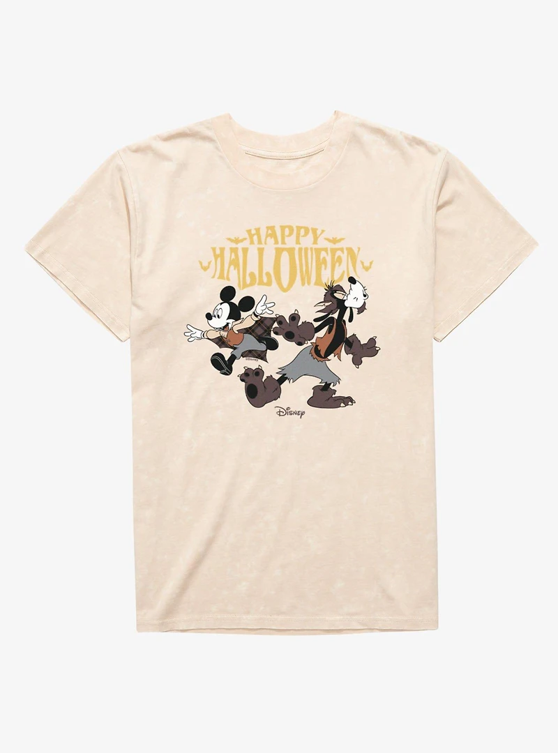 Disney Mickey Mouse Happy Halloween Howl Goofy With Mineral Wash T-Shirt