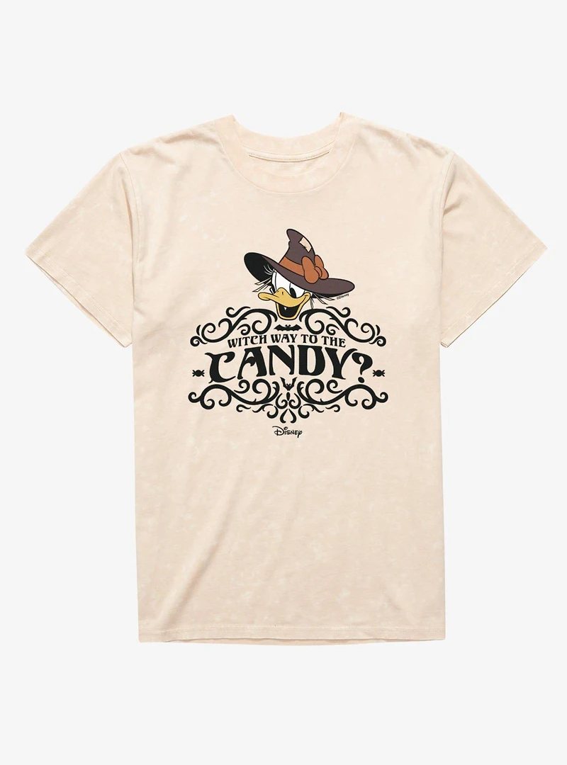 Disney Mickey Mouse Witch Way To Candy Straw Hat Daisy Mineral Wash T-Shirt