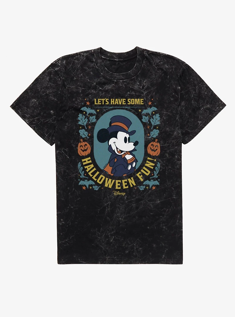 Disney Mickey Mouse Halloween Fun Vampire Portrait Mineral Wash T-Shirt