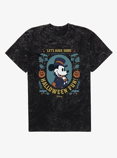 Disney Mickey Mouse Halloween Fun Vampire Portrait Mineral Wash T-Shirt