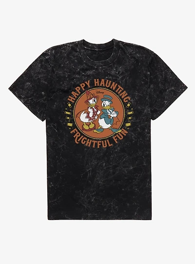 Disney Mickey Mouse Happy Haunting Frightful Fun Donald Daisy Costumes Mineral Wash T-Shirt