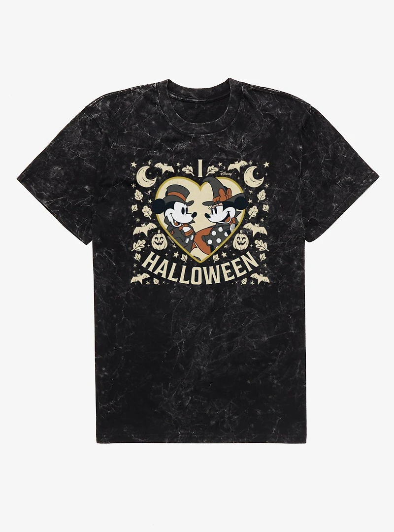 Disney Mickey Mouse I Heart Halloween And Minnie Mineral Wash T-Shirt
