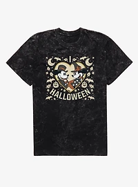 Disney Mickey Mouse I Heart Halloween And Minnie Mineral Wash T-Shirt