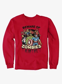 Marvel Zombies Beware Of Zombie We Bite Group Shot Sweatshirt