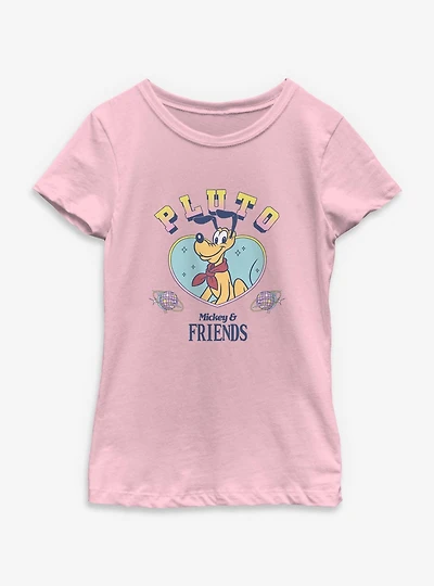 Disney Mickey Mouse & Friends Pluto Disco Heart  Youth Girls T-Shirt