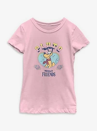 Disney Mickey Mouse & Friends Pluto Disco Heart  Youth Girls T-Shirt