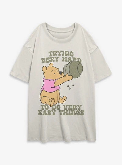 Disney Winnie The Pooh Trying Very Hard To Do Easy Things Womens Oversized T-Shirt