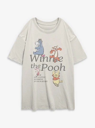 Disney Winnie The Pooh Let A Little Sunshine Your Heart Group Womens Oversized T-Shirt