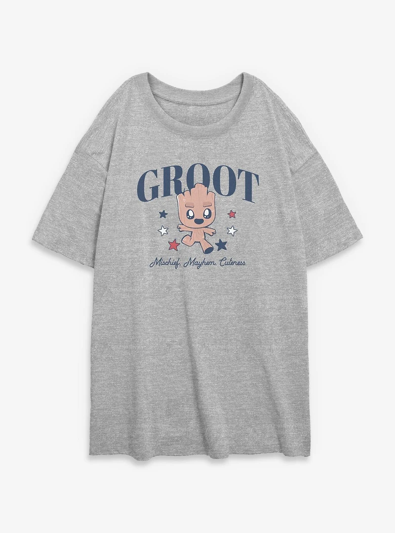 Marvel Guardians of the Galaxy Groot Mischief Mayhem Cuteness Womens Oversized T-Shirt