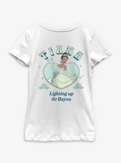 Disney the Princess and Frog Tiana Lighting Up Bayou Heart Portrait Youth Girls T-Shirt