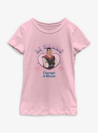 Disney Mulan Li Shang Courage Bloom Heart Portrait Youth Girls T-Shirt