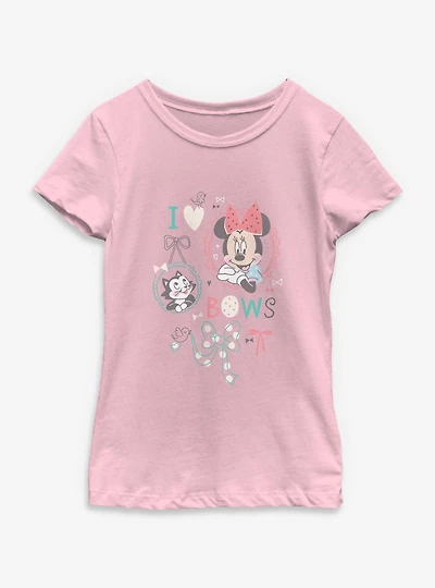 Disney Minnie Mouse I Love Bows Youth Girls T-Shirt