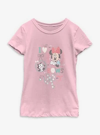 Disney Minnie Mouse I Love Bows Youth Girls T-Shirt