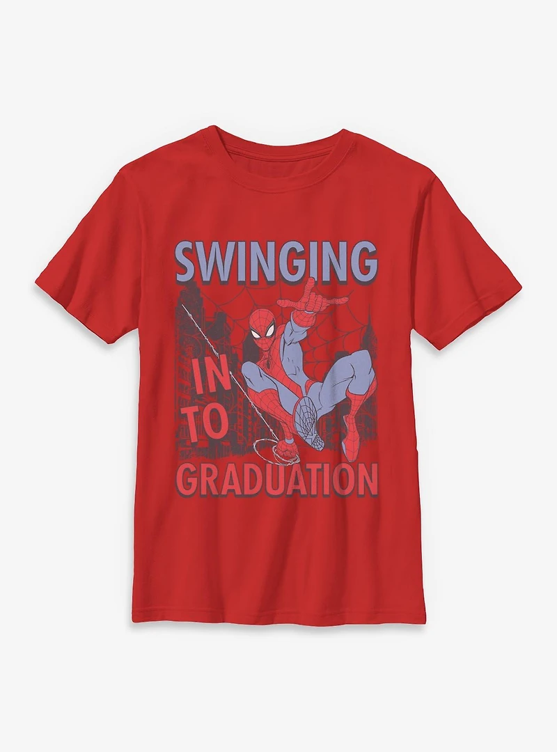 Marvel Spider-Man Swinging To Graduation Youth T-Shirt