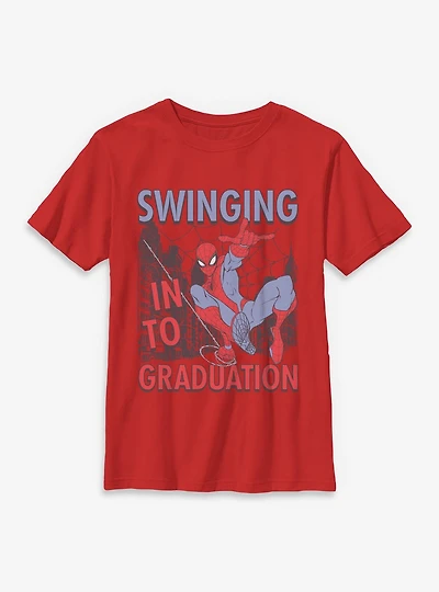 Marvel Spider-Man Swinging To Graduation Youth T-Shirt