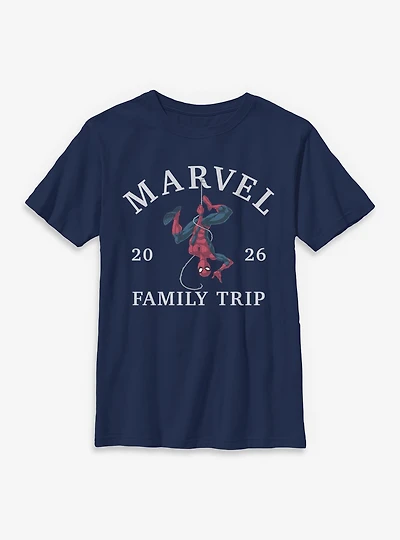 Marvel Spider-Man Family Trip 2026 Vintage Logo Youth T-Shirt