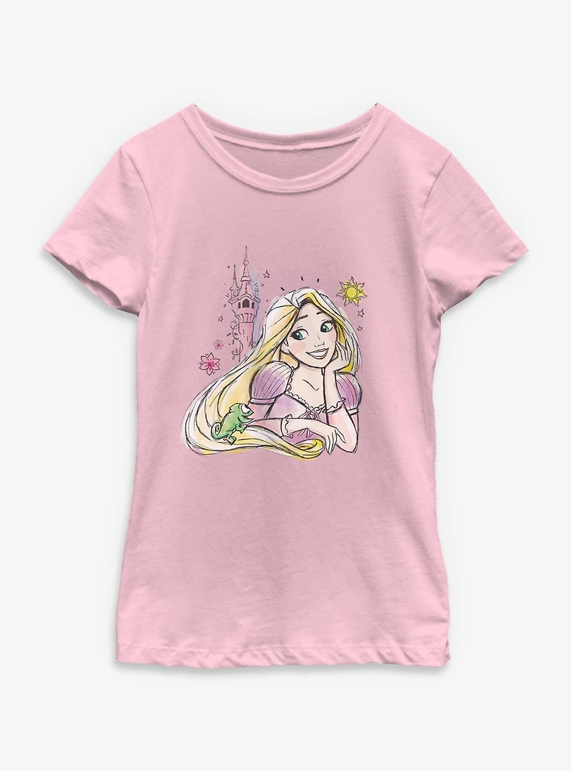 Disney Tangled Rapunzel & Pascal Sketch Portrait Toddler Youth Girls T-Shirt