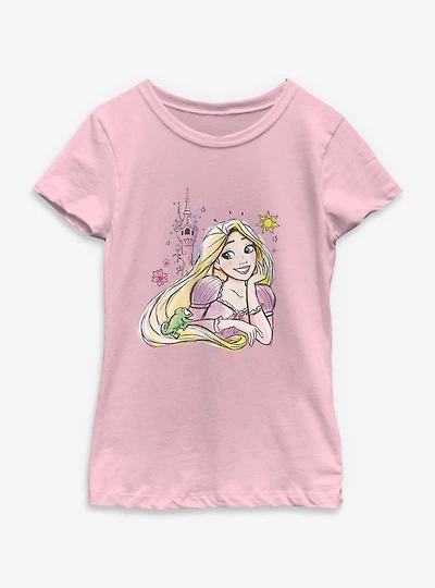 Disney Tangled Rapunzel & Pascal Sketch Portrait Toddler Youth Girls T-Shirt