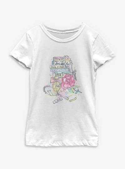 Disney Beauty and the Beast Belle's Library Icons Toddler Youth Girls T-Shirt