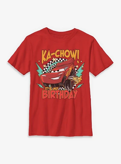 Disney Pixar Cars Lightning McQueen Ka-Chow! Its My Birthday Youth T-Shirt