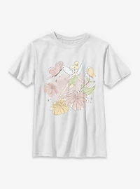 Disney Tinker Bell Butterfly Garden Floral Portrait Youth T-Shirt