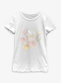 Disney Tinker Bell Butterfly Garden Floral Portrait Youth Girls T-Shirt