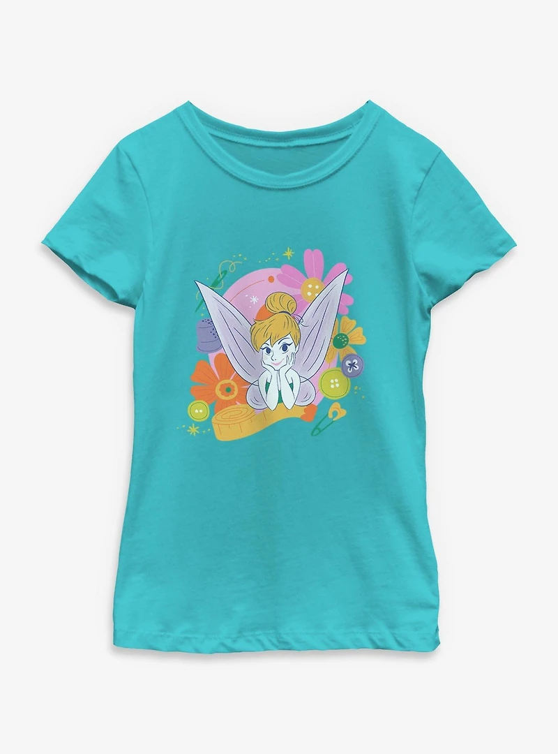 Disney Tinker Bell Pixie Craft Circle Portrait Youth Girls T-Shirt