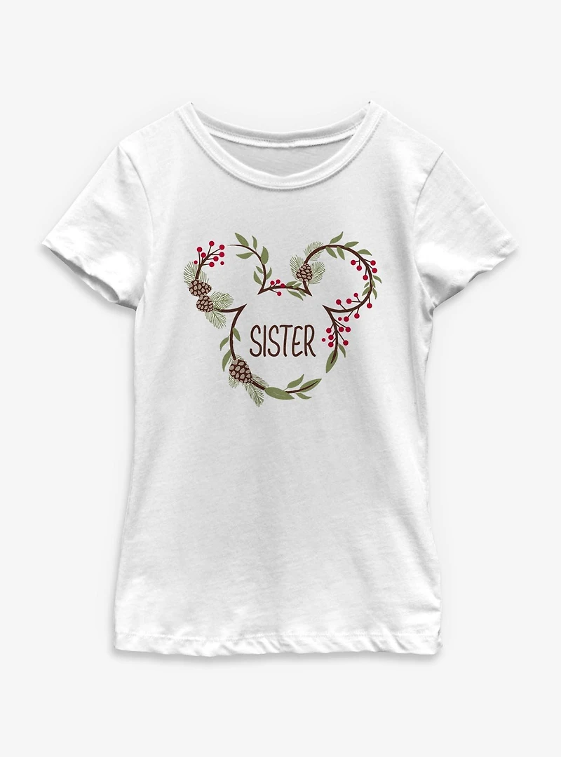 Disney Mickey Mouse Sister Xmas Decor Ears Youth Girls T-Shirt