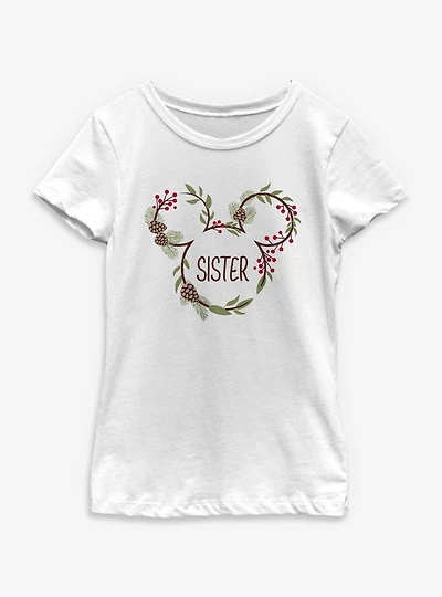Disney Mickey Mouse Sister Xmas Decor Ears  Youth Girls T-Shirt