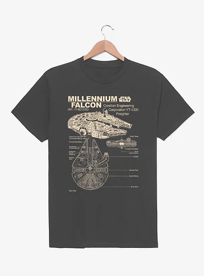 Star Wars Millennium Falcon Technical Blueprint T-Shirt