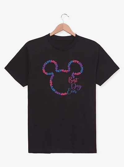 Disney Mickey Mouse Best Day Ever Heads Outline T-Shirt