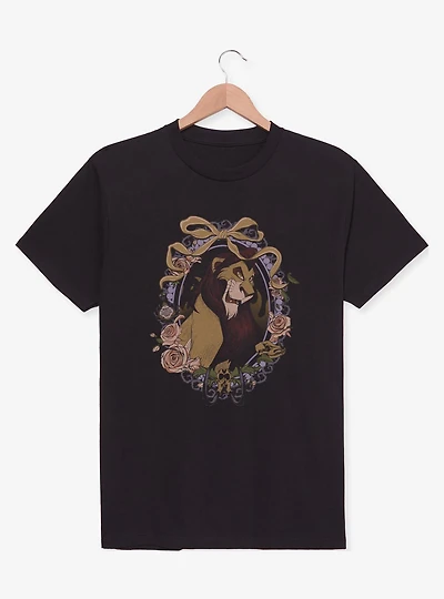 Disney Villains Scar Floral Frame Portrait T-Shirt