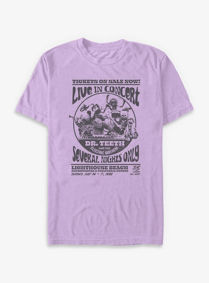 Disney The Muppets Dr. Teeth & Electric Mayhem Group Live Concert Flyer Garment-Dyed T-Shirt